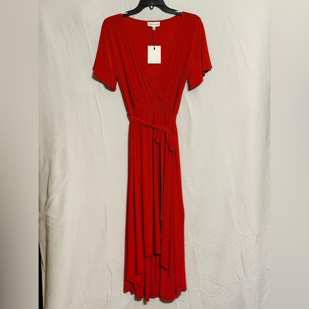 NWT Gibson Latimer Red Short Sleeve High Low Dress Size Small